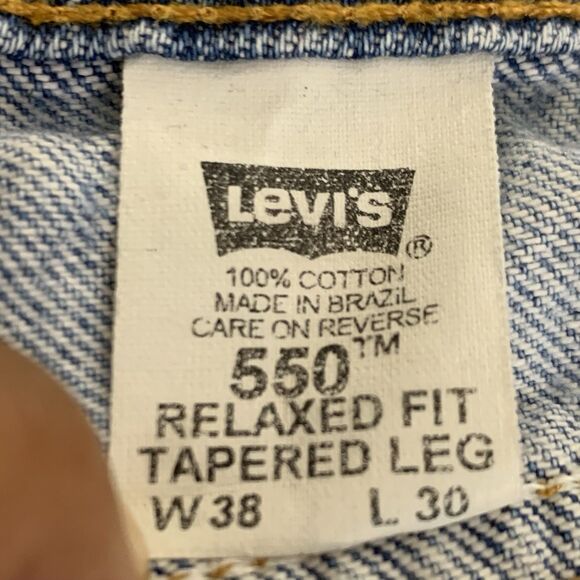 VTG 90s Levis 550 Relaxed Fit Jean Men 38x30 Light Denim Orange Tab Grunge 36x29 - Picture 5 of 10